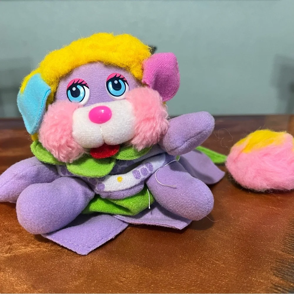 Vintage 1987 Popple Flower plush purple white blue 80s VTG collectible